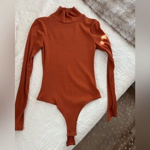 Lulu's Ribbed Long Sleeve Mock Neck Bodysuit